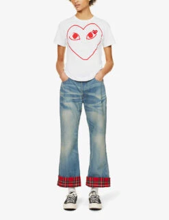 Comme Des Garçons Play Heart-logo Cotton-jersey T-shirt -Reis Clothing Shop 143 2000022 P1T099 WHITE ALT01