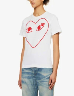 Comme Des Garçons Play Heart-logo Cotton-jersey T-shirt -Reis Clothing Shop 143 2000022 P1T099 WHITE ALT02