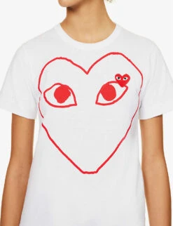Comme Des Garçons Play Heart-logo Cotton-jersey T-shirt -Reis Clothing Shop 143 2000022 P1T099 WHITE ALT04