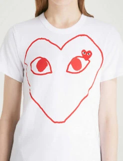 Comme Des Garçons Play Heart-logo Cotton-jersey T-shirt -Reis Clothing Shop 143 2000022 P1T099 WHITE ALT05