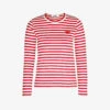 Comme Des Garçons Play Heart-embroidered Striped Cotton-jersey Top