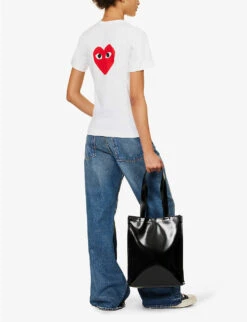 Comme Des Garçons Play Heart-appliquéd Cotton-jersey T-shirt -Reis Clothing Shop 143 2000022 P1T221 WHITE ALT01