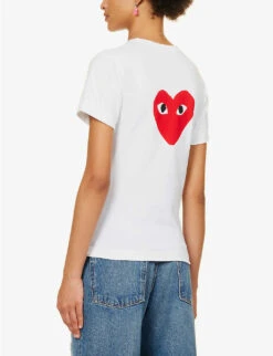 Comme Des Garçons Play Heart-appliquéd Cotton-jersey T-shirt -Reis Clothing Shop 143 2000022 P1T221 WHITE ALT03