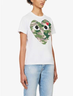 Comme Des Garçons Play Big Heart Camouflage Cotton-jersey T-shirt -Reis Clothing Shop 143 2000022 P1T241 WHITE ALT02