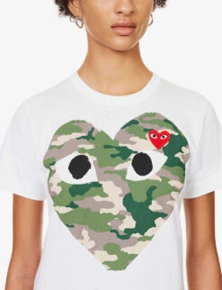 Comme Des Garçons Play Big Heart Camouflage Cotton-jersey T-shirt -Reis Clothing Shop 143 2000022 P1T241 WHITE ALT04