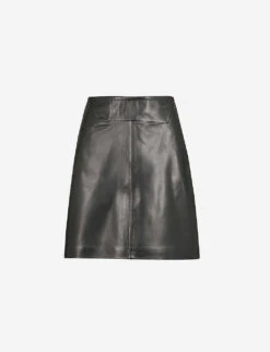 Whistles A-line Leather Mini Skirt