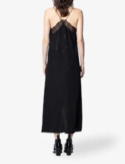 Zadig & Voltaire Risty Lace-trim Silk-jacquard Dress -Reis Clothing Shop 669 10175 PWGCP0401F NOIR ALT02