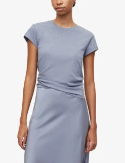 AllSaints Anna Crewneck Cotton T-shirt -Reis Clothing Shop R00067685 STORMCLOUDGRE ALT02