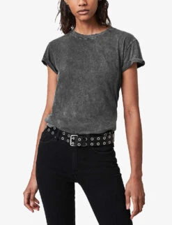 AllSaints Anna Acid Wash Cotton T-shirt -Reis Clothing Shop R00067715 ACIDWASHEDBL ALT02