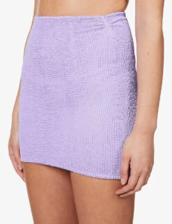 High-rise Seersucker Stretch-woven Mini Skirt -Reis Clothing Shop R03756657 S LILAC ALT04