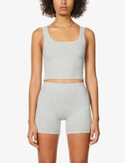 Ribbed Stretch-cotton Tank Top 7 Ribbed Stretch-cotton Tank Top -Reis Clothing Shop R03766871 S LIGHTHEATHERGREY ALT02