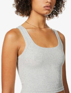 Ribbed Stretch-cotton Tank Top 9 Ribbed Stretch-cotton Tank Top -Reis Clothing Shop R03766871 S LIGHTHEATHERGREY ALT04