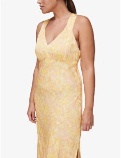 Whistles Safari-print Satin Midi Dress -Reis Clothing Shop R03776759 YELLOW ALT03
