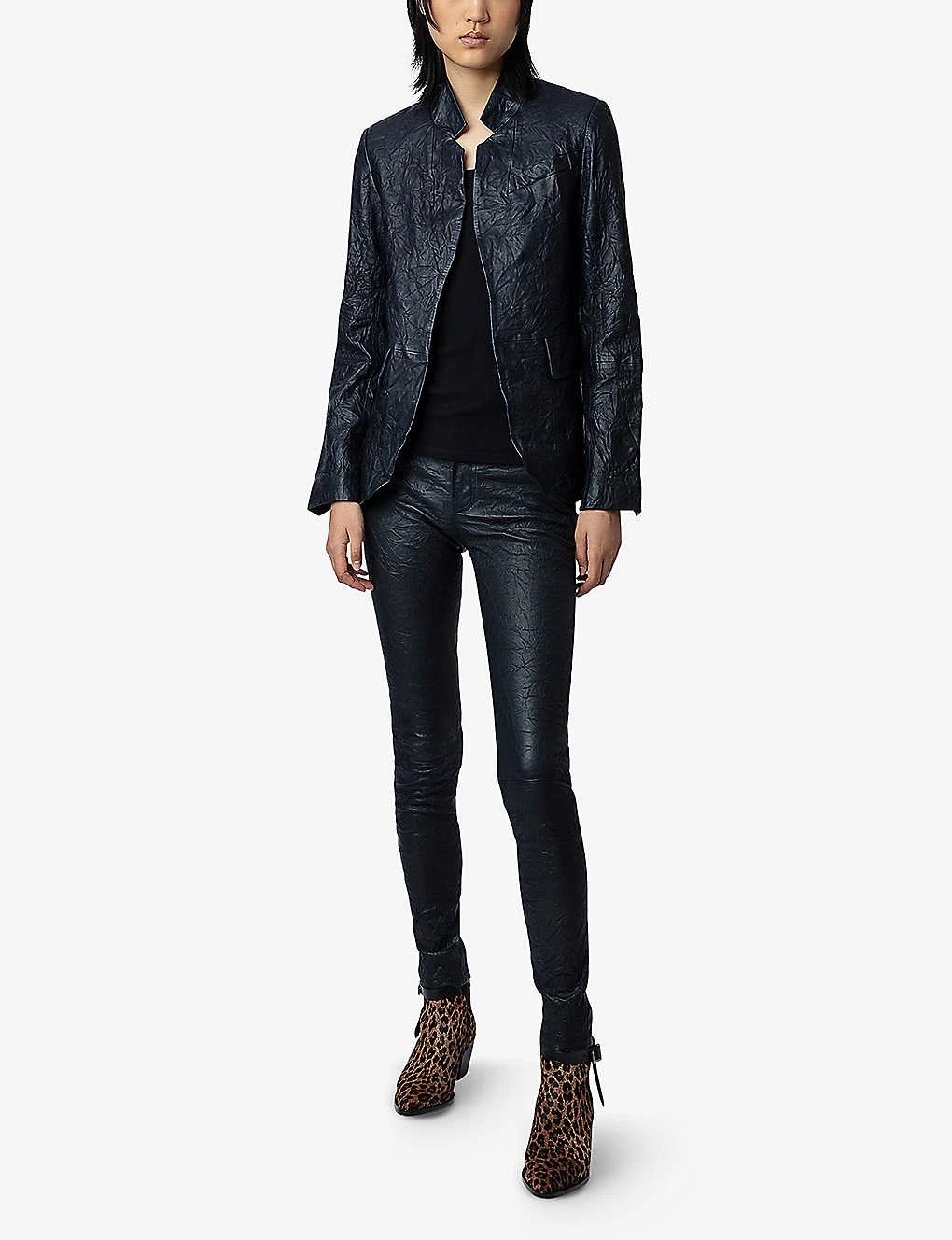 Zadig & Voltaire Phlame Crinkle-texture Slim-leg Mid-rise Leather Trousers 2 Zadig & Voltaire Phlame Crinkle-texture Slim-leg Mid-rise Leather Trousers - Image 2