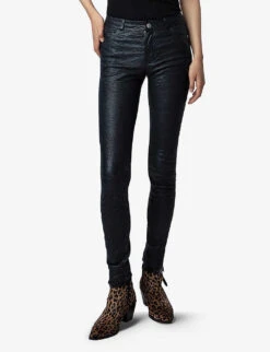 Zadig & Voltaire Phlame Crinkle-texture Slim-leg Mid-rise Leather Trousers 7 Zadig & Voltaire Phlame Crinkle-texture Slim-leg Mid-rise Leather Trousers -Reis Clothing Shop R03799538 ENCRE ALT02