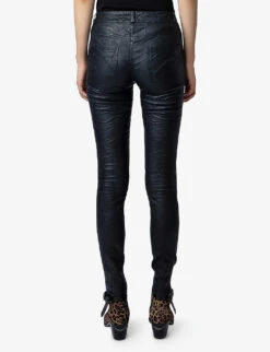 Zadig & Voltaire Phlame Crinkle-texture Slim-leg Mid-rise Leather Trousers 8 Zadig & Voltaire Phlame Crinkle-texture Slim-leg Mid-rise Leather Trousers -Reis Clothing Shop R03799538 ENCRE ALT03