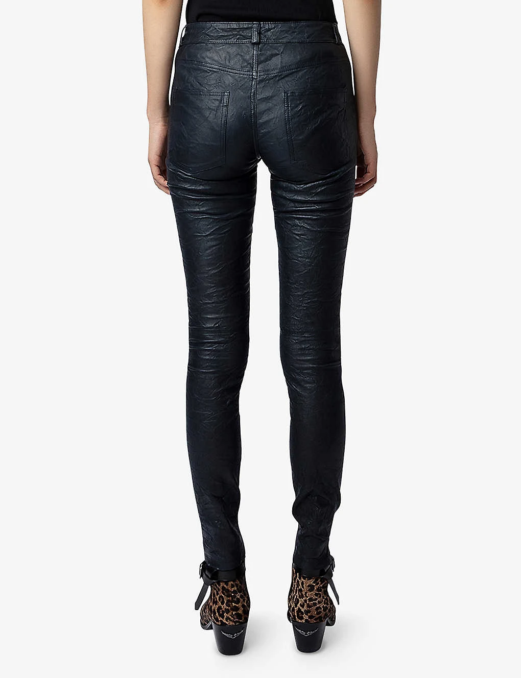 Zadig & Voltaire Phlame Crinkle-texture Slim-leg Mid-rise Leather Trousers 4 Zadig & Voltaire Phlame Crinkle-texture Slim-leg Mid-rise Leather Trousers - Image 4