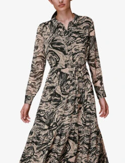 Whistles Marble-print Woven Midi Shirt Dress -Reis Clothing Shop R03835406 MULTICOLOURED ALT02