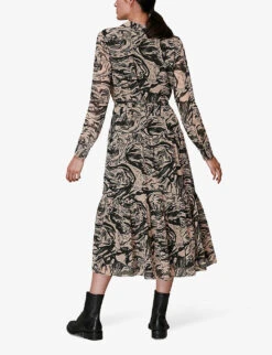 Whistles Marble-print Woven Midi Shirt Dress -Reis Clothing Shop R03835406 MULTICOLOURED ALT03