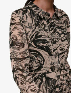 Whistles Marble-print Woven Midi Shirt Dress -Reis Clothing Shop R03835406 MULTICOLOURED ALT04