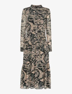 Whistles Marble-print Woven Midi Shirt Dress