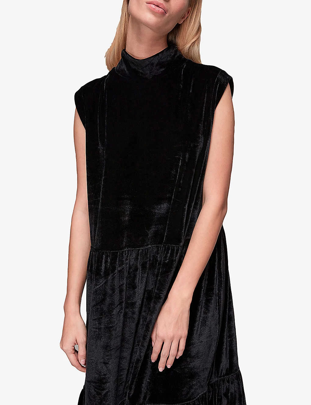 Whistles Tiered Stretch-velvet Midi Dress 3 Whistles Tiered Stretch-velvet Midi Dress - Image 3