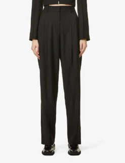 Gelso Pleated Tapered High-rise Woven Trousers -Reis Clothing Shop R03852586 BLACK ALT02