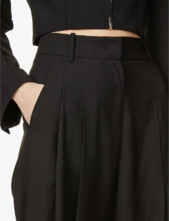 Gelso Pleated Tapered High-rise Woven Trousers -Reis Clothing Shop R03852586 BLACK ALT04