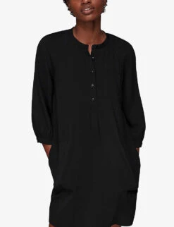 Whistles Cocoon Recycled-polyester Mini Dress -Reis Clothing Shop R03861167 BLACK ALT04