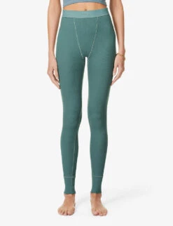 Logo-patch Ribbed Stretch-cotton Leggings -Reis Clothing Shop R03869407 S KYANITE ALT02