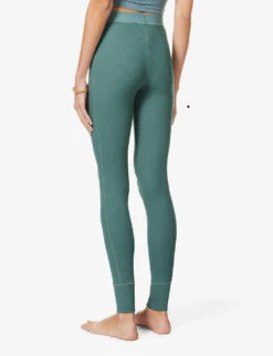 Logo-patch Ribbed Stretch-cotton Leggings -Reis Clothing Shop R03869407 S KYANITE ALT03