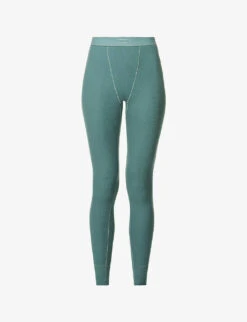 Logo-patch Ribbed Stretch-cotton Leggings