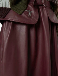 Whistles Belted High-waisted Leather Midi Skirt -Reis Clothing Shop R03881027 PURPLE ALT05