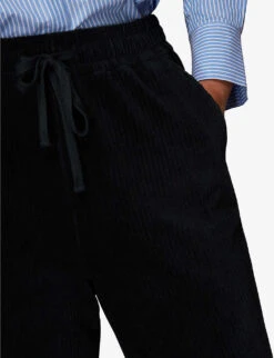 Whistles Millie Drawstring Corduroy Cotton Trousers -Reis Clothing Shop R03884406 NAVY ALT05
