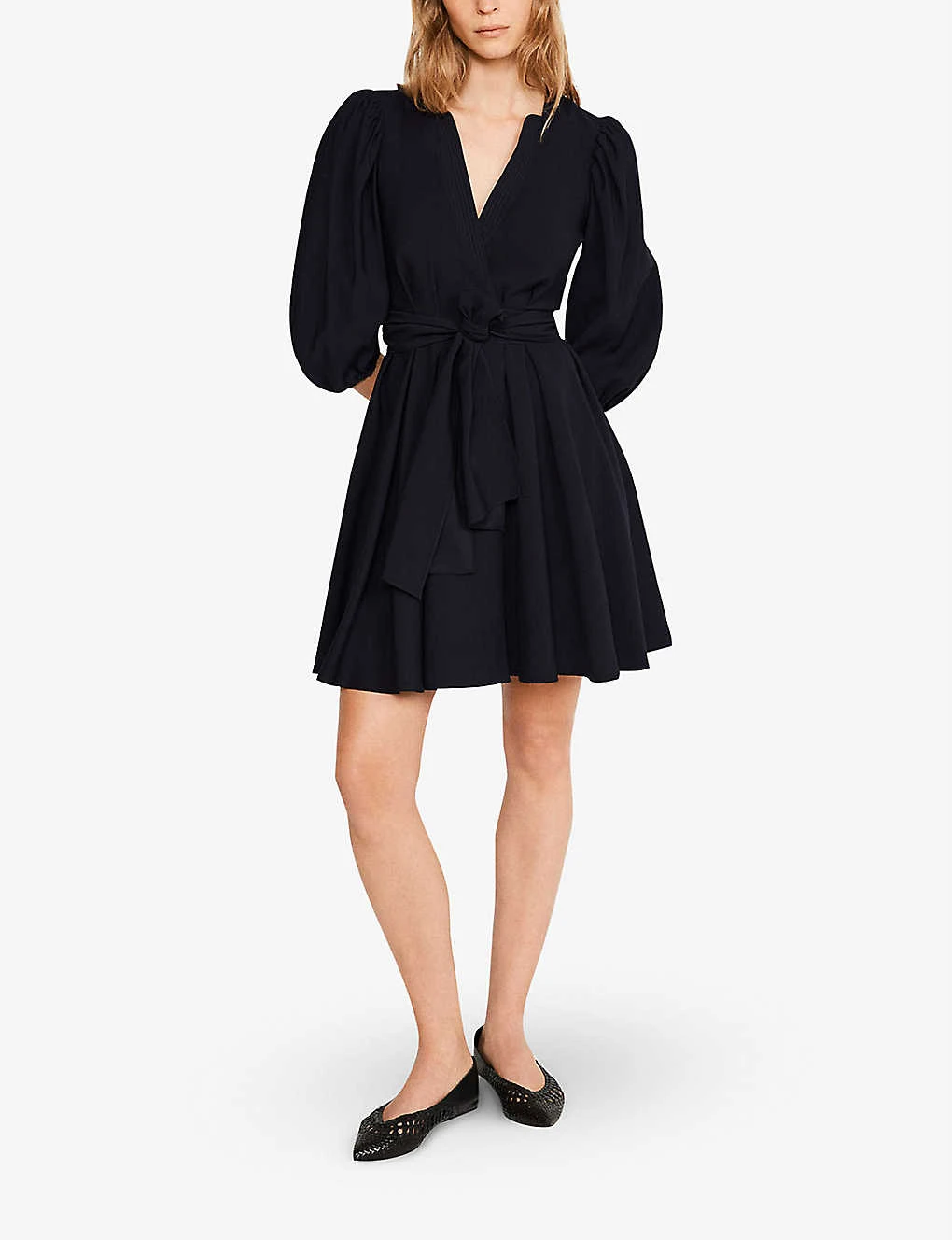 CLAUDIE PIERLOT Raymonde Puff-sleeve Wrap-style Woven Mini Dress 2 CLAUDIE PIERLOT Raymonde Puff-sleeve Wrap-style Woven Mini Dress - Image 2