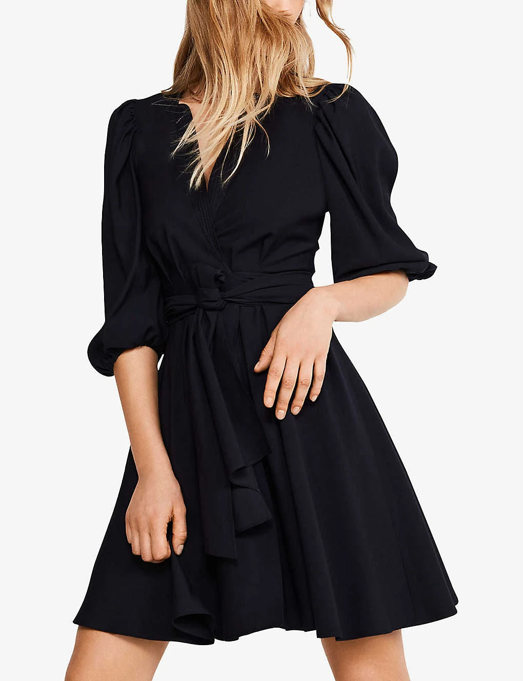 CLAUDIE PIERLOT Raymonde Puff-sleeve Wrap-style Woven Mini Dress 3 CLAUDIE PIERLOT Raymonde Puff-sleeve Wrap-style Woven Mini Dress - Image 3