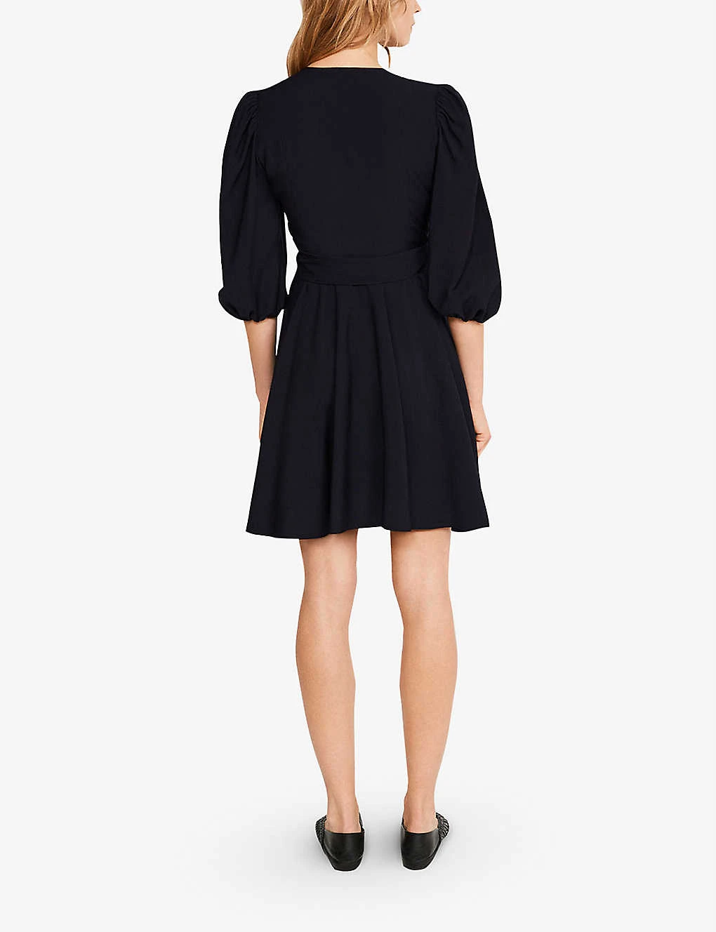 CLAUDIE PIERLOT Raymonde Puff-sleeve Wrap-style Woven Mini Dress 4 CLAUDIE PIERLOT Raymonde Puff-sleeve Wrap-style Woven Mini Dress - Image 4