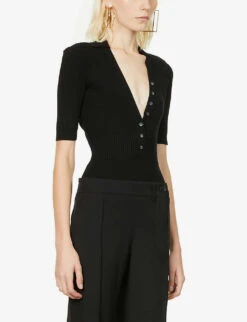 Jacquemus Le Body Yauco V-neck Stretch-woven Body -Reis Clothing Shop R03888348 BLACK ALT02