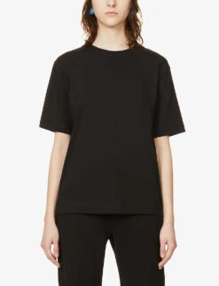 Dries Van Noten Boat-neck Relaxed-fit Cotton-jersey T-shirt -Reis Clothing Shop R03889357 BLACK ALT02