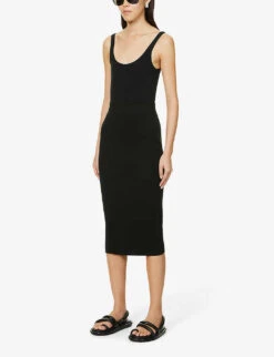 Joseph Fitted Silk-blend Midi Pencil Skirt -Reis Clothing Shop R03900693 BLACK ALT02