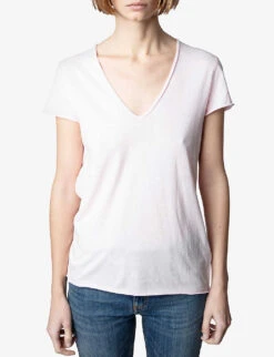 Zadig & Voltaire Story Fishnet-detail Cotton-jersey T-shirt -Reis Clothing Shop R03909478 PARME ALT02