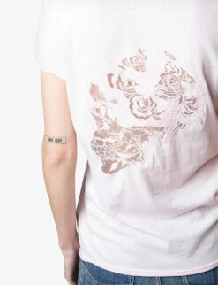 Zadig & Voltaire Story Fishnet-detail Cotton-jersey T-shirt -Reis Clothing Shop R03909478 PARME ALT04