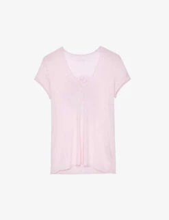 Zadig & Voltaire Story Fishnet-detail Cotton-jersey T-shirt