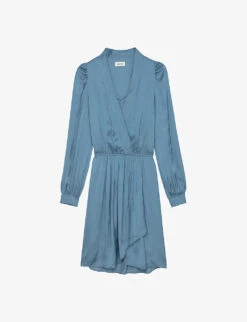Zadig & Voltaire Remember Wrap-neckline Satin Mini Dress