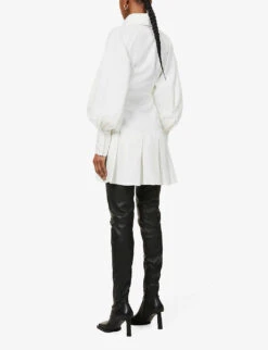 Oversized-collar Crepe Mini Dress -Reis Clothing Shop R03913527 WHITE ALT03