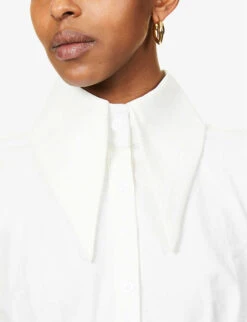 Oversized-collar Crepe Mini Dress -Reis Clothing Shop R03913527 WHITE ALT04