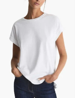 Reiss Tereza Cotton-jersey T-shirt -Reis Clothing Shop R03925920 WHITE ALT02
