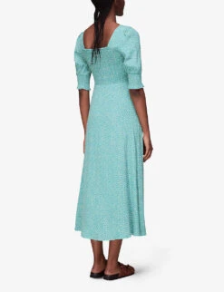 Whistles Ditsy Floral Shirred Crepe Dress -Reis Clothing Shop R03929570 MULTICOLOURED ALT02