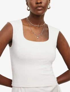 AllSaints Tamie Stretch-woven Vest Top -Reis Clothing Shop R03929634 CHALKWHITE ALT04