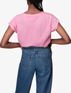 Whistles Willa Organic Cotton-jersey T-shirt -Reis Clothing Shop R03929935 PINK ALT03